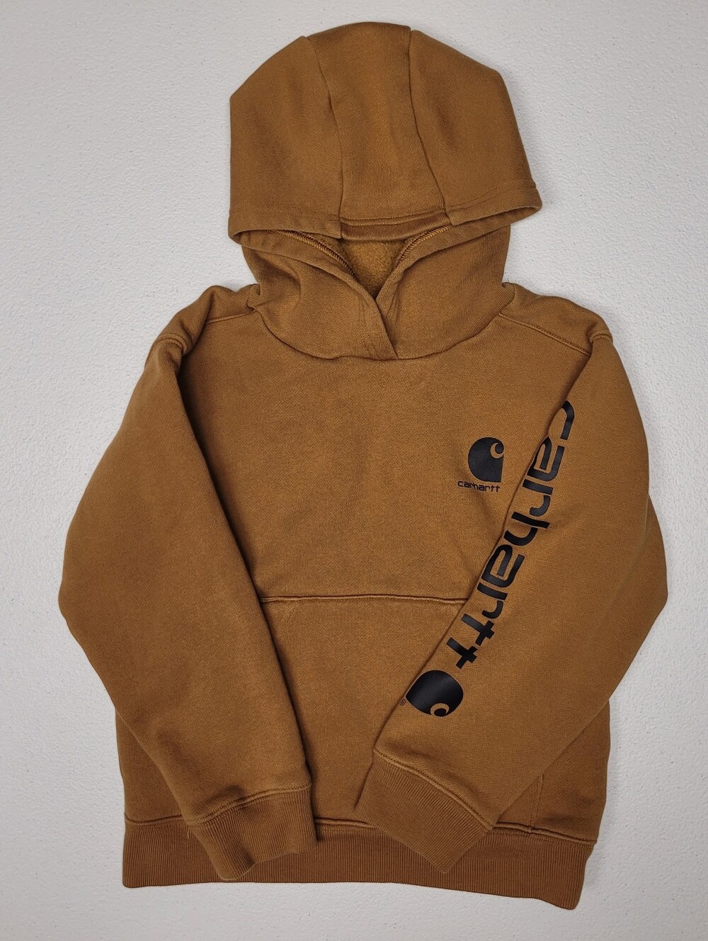 Carhartt Boys 4T Brown Fleece Pullover Logo Hoodie Size Tag Missing